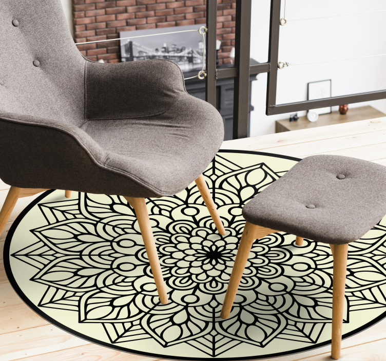 Graceful Botanical Emblem mandala vinyl carpet - TenStickers