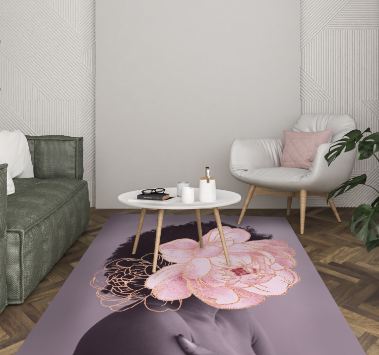 Graceful botanical silhouette living room vinyl carpet - TenStickers