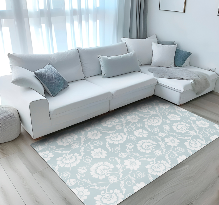 Elegant Floral Pattern grey vinyl carpet - TenStickers