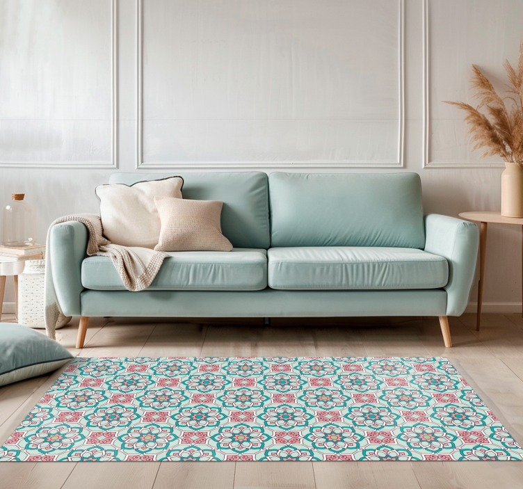 Tile Effect Pattern Overlay floral vinyl carpet - TenStickers