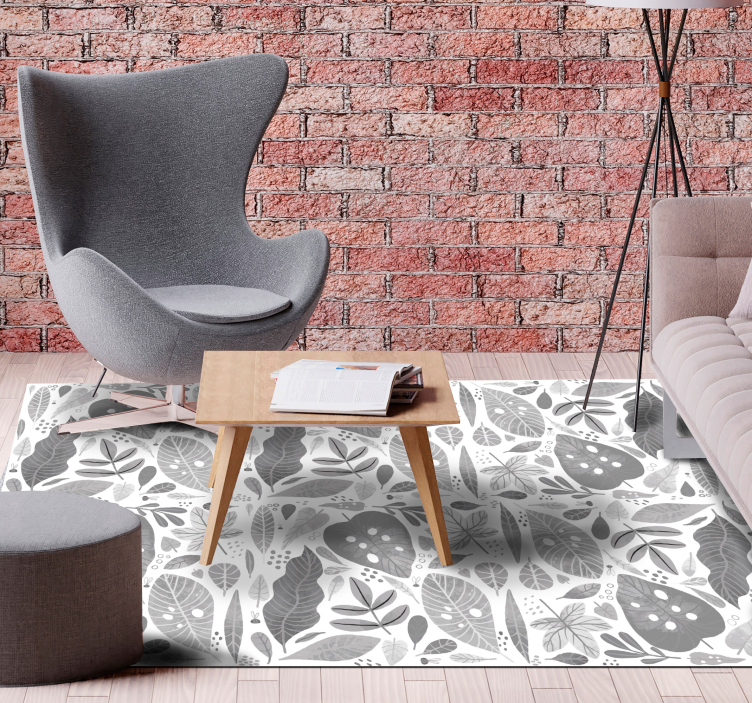 Gray Leaf Pattern nature vinyl carpet - TenStickers