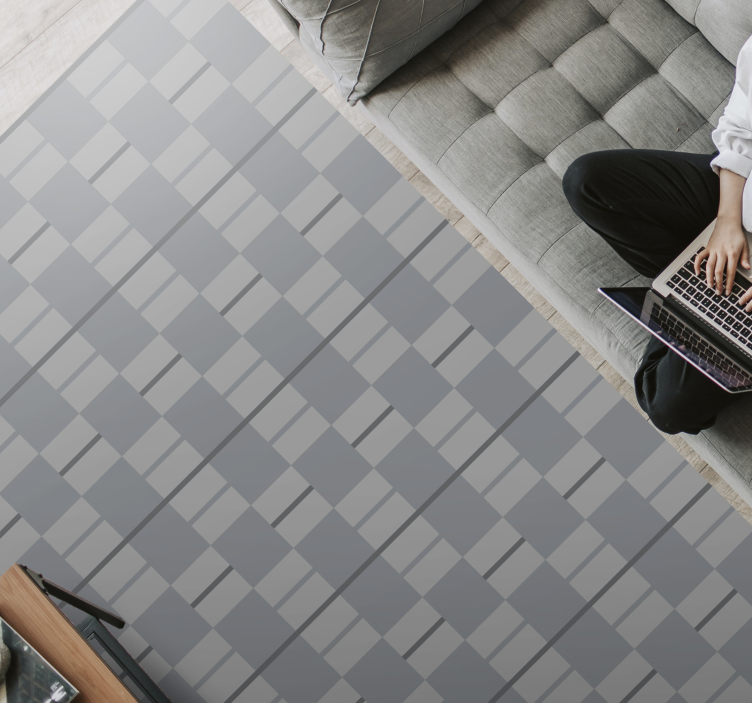 Gray patterned squares living room vinyl carpet - TenStickers