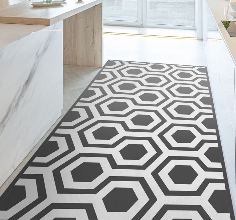 Gray and white squares tile carpet - TenStickers