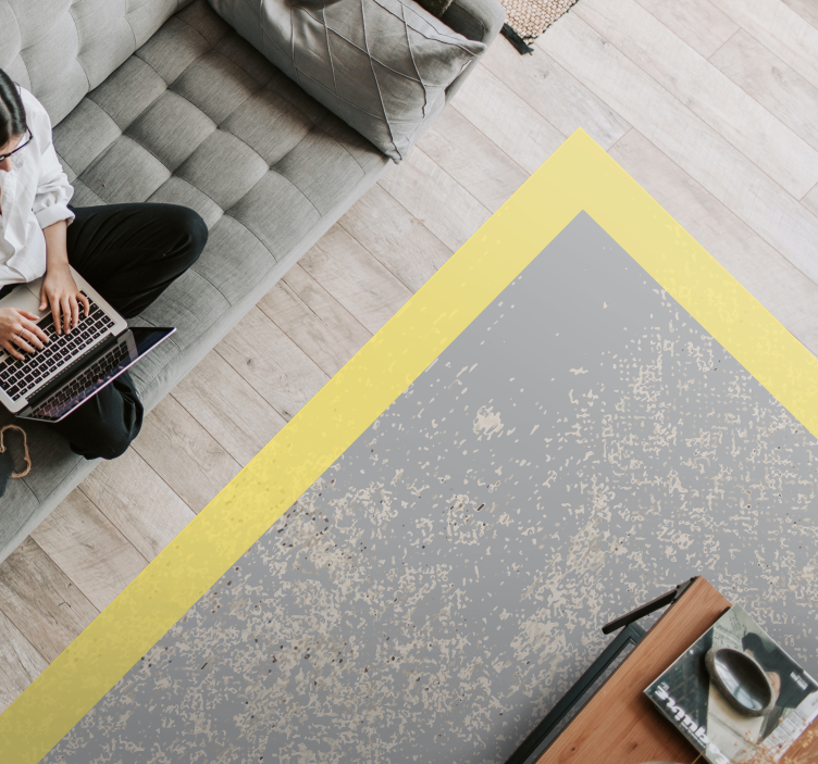Yellow frame living room vinyl carpet - TenStickers