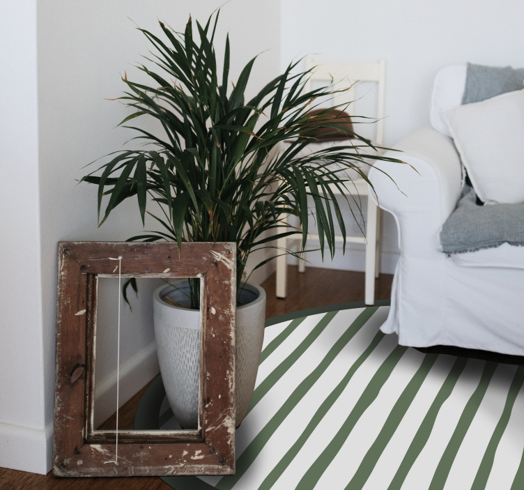 Green Striped Arrangement circular vinyl carpet - TenStickers
