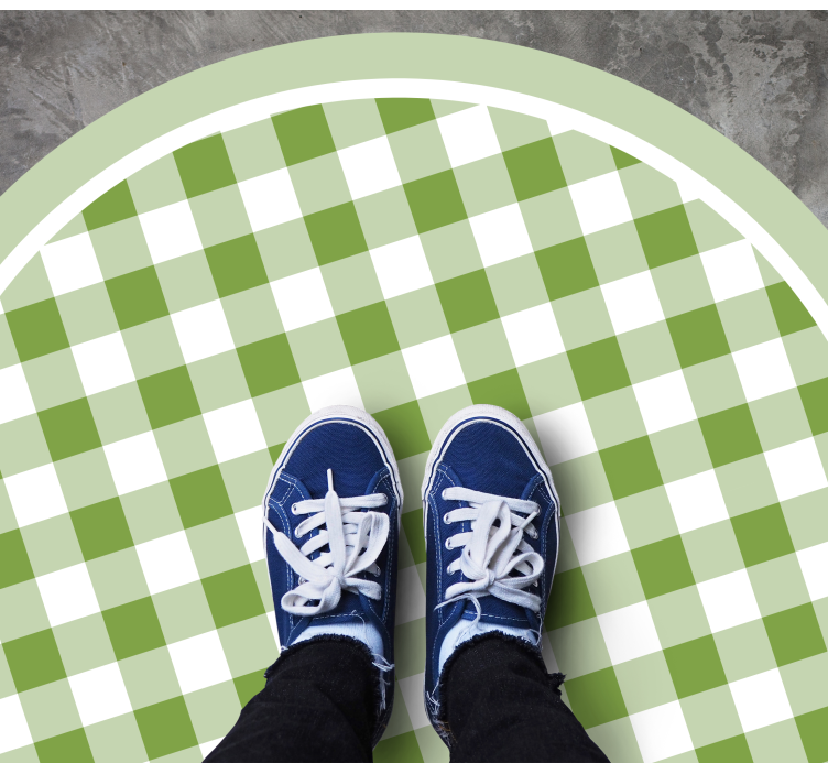 Green Checkered Motif circular vinyl carpet - TenStickers