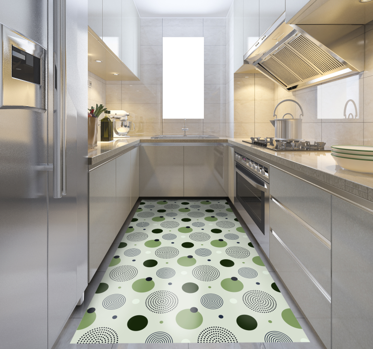 Green circular patterns kitchen vinyl carpet - TenStickers