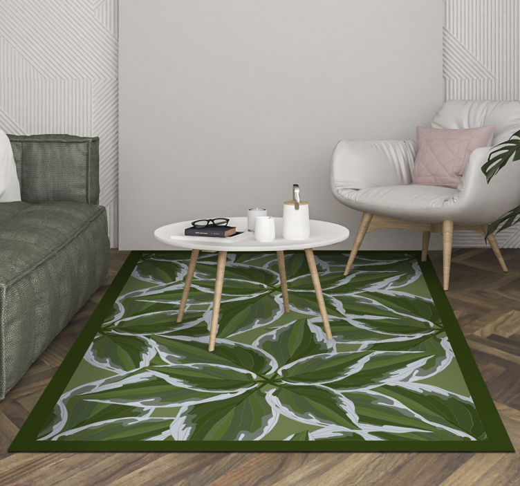 Green leaf pattern living room vinyl carpet - TenStickers