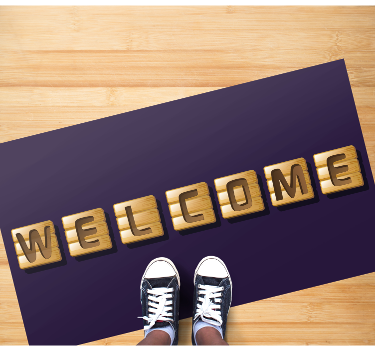 Wooden welcome tiles entrance hall vinyl carpet - TenStickers