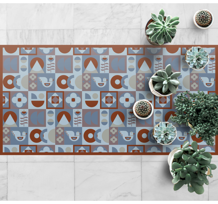 Grey and blue arrangements geometric vinyl carpet - TenStickers