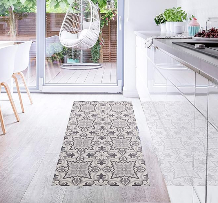 Grey Baroni Kitchen tile vinyl carpet - TenStickers
