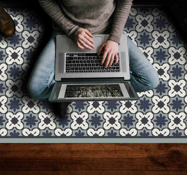 Grey classic arrangement mosaic vinyl carpet - TenStickers