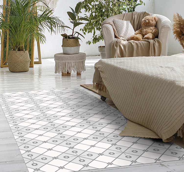Grey minimalistic patchwork tile carpet - TenStickers