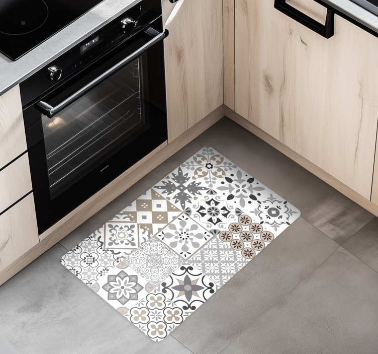 Grey mosaic kitchen vinyl carpet - TenStickers