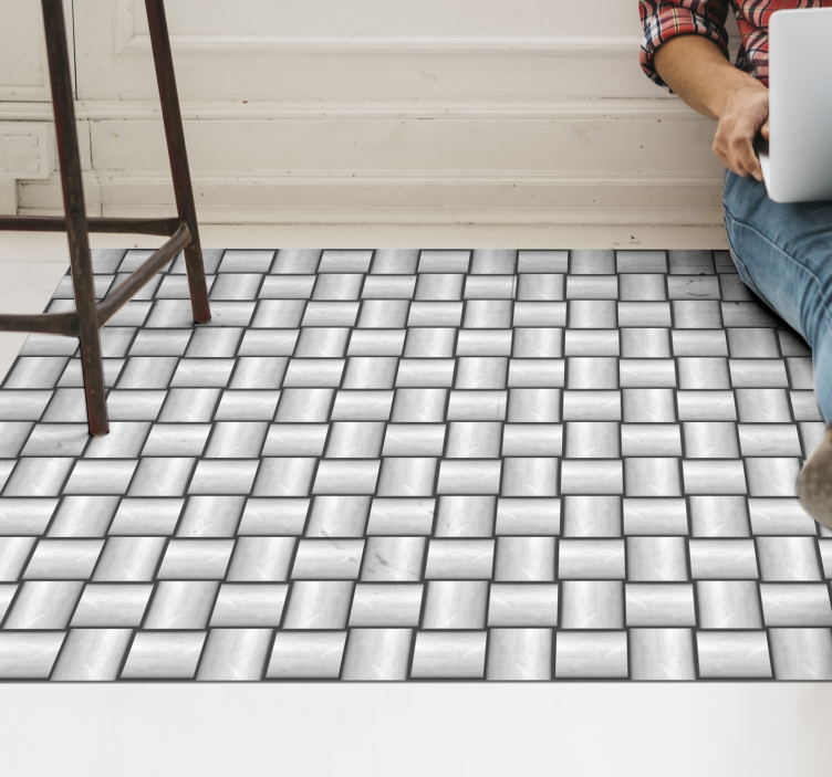 Grey squares motif marble vinyl carpet - TenStickers