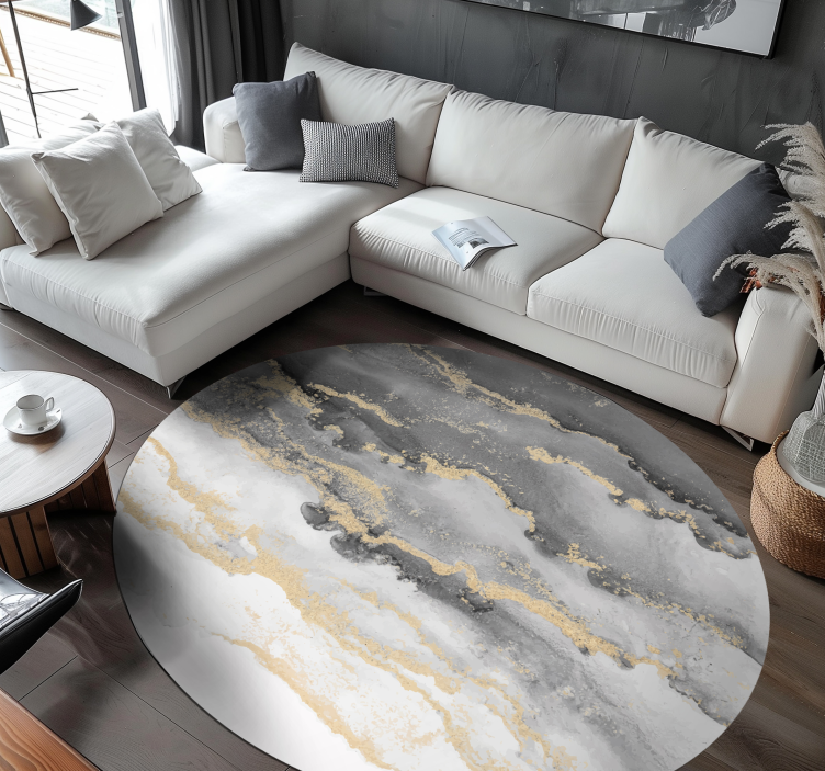 Grey with golden details marble vinyl carpet - TenStickers