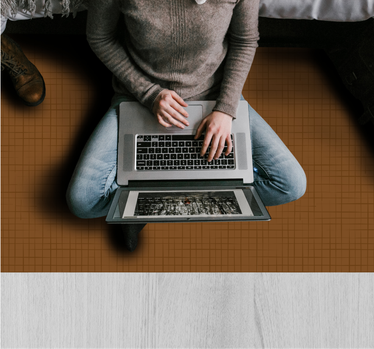 Grid pattern surface brown vinyl carpet - TenStickers