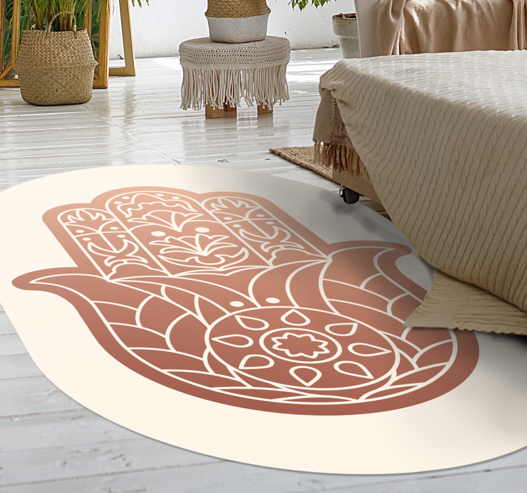 Beige Hand of  Fatima mandala vinyl carpet - TenStickers
