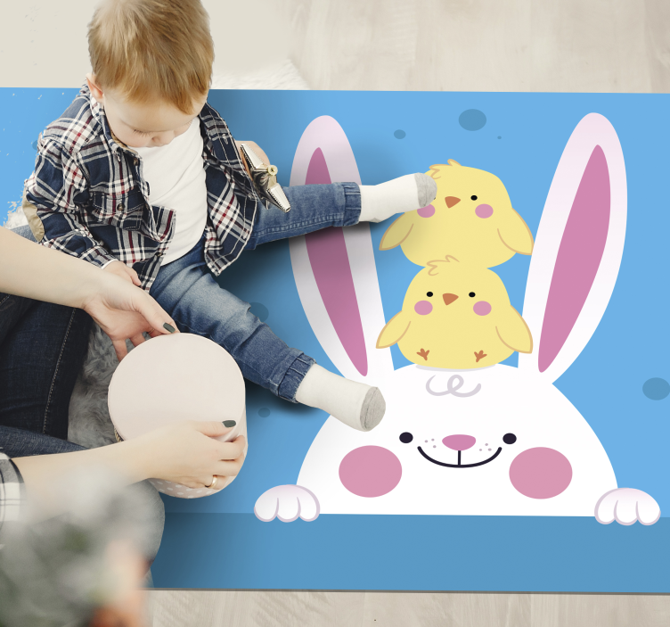 Happy bunny with chicks kids vinyl carpet - TenStickers
