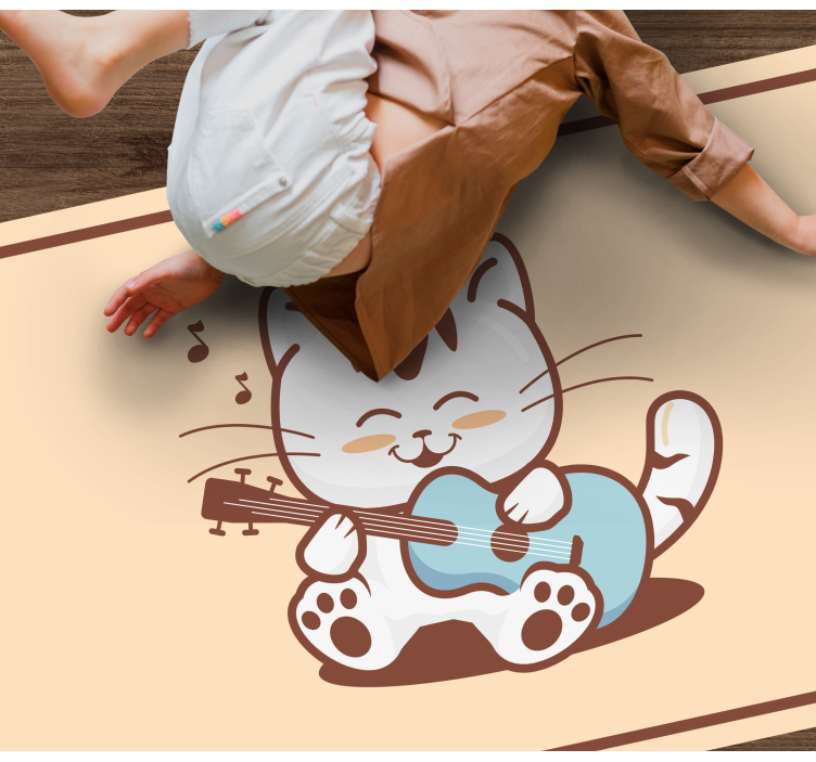 Happy cat musician animal vinyl carpet - TenStickers