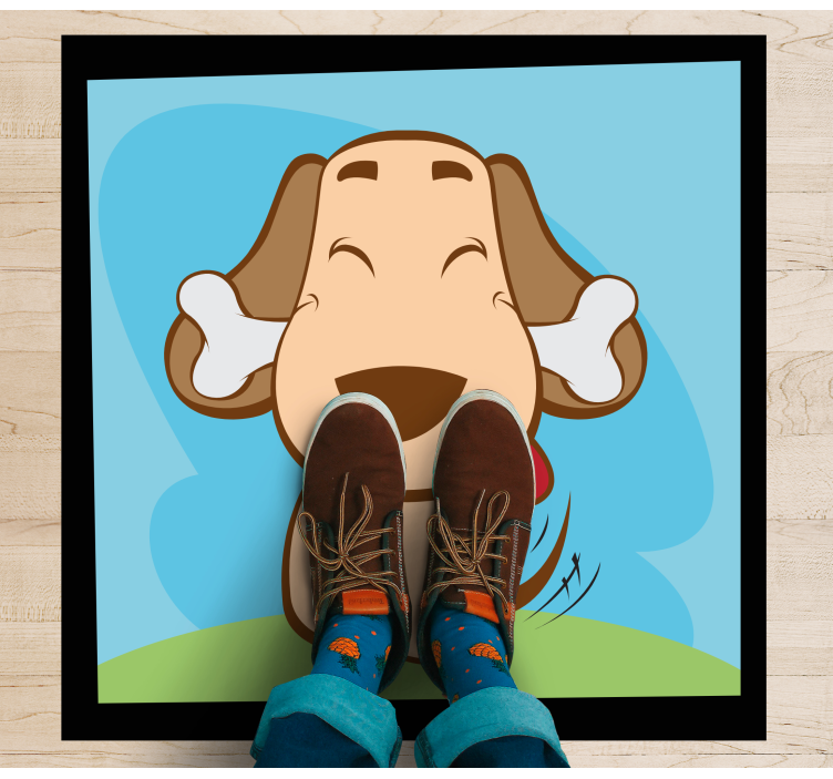 Happy dog with bone animal vinyl carpet - TenStickers