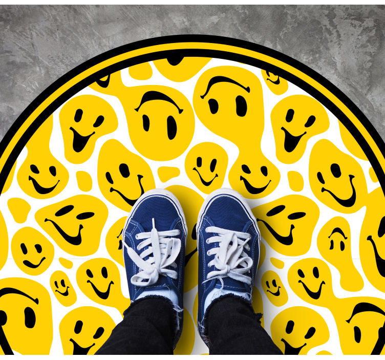 Happy Faces Collection circular vinyl carpet - TenStickers