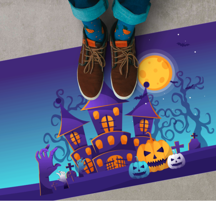 Haunted Castle Scene halloween vinyl carpet - TenStickers