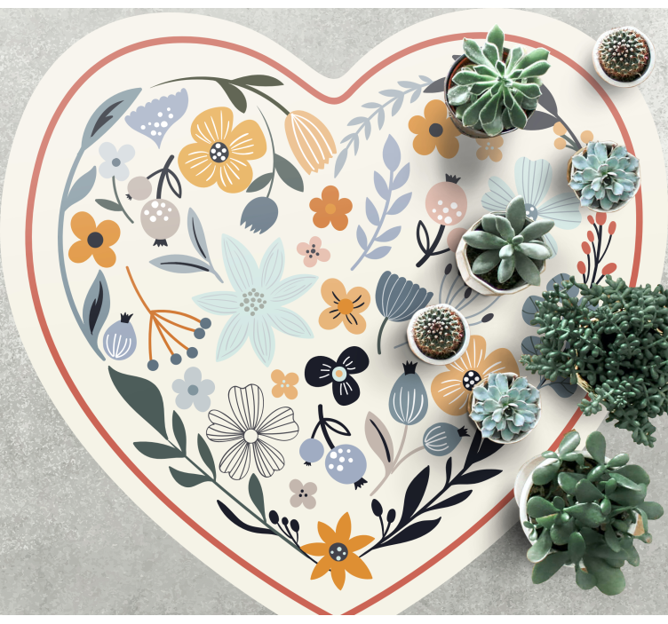 Heart Flower Composition floral vinyl carpet - TenStickers