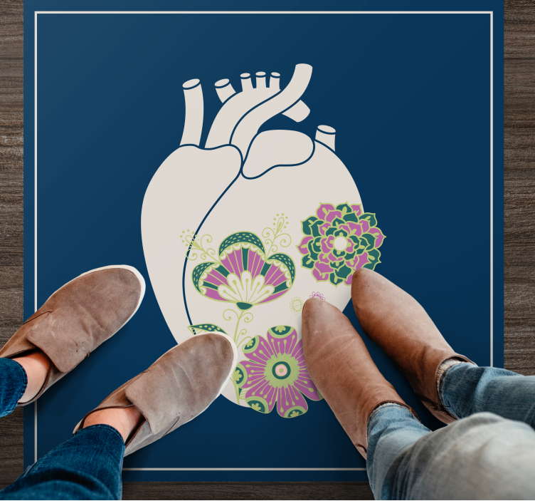 Heart Floral Pattern nordic vinyl carpet - TenStickers