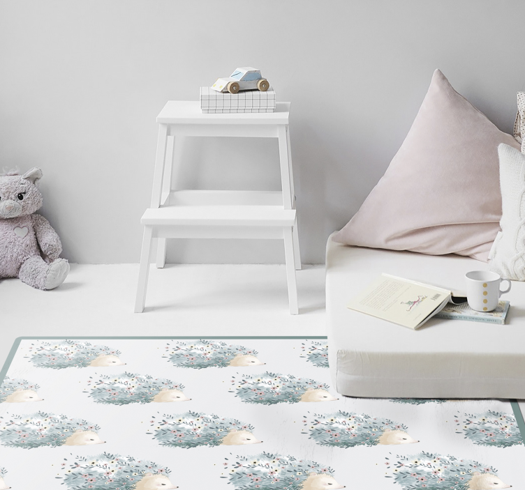 Hedgehog Floral Patterns nursery vinyl carpet - TenStickers