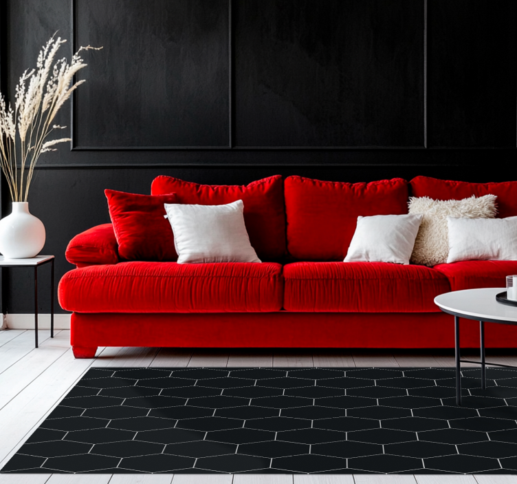 Hexagon mosaic  black vinyl carpet - TenStickers