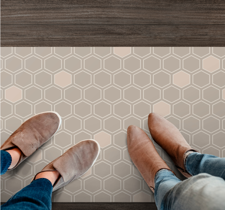 Hexagon beige motif geometric vinyl carpet - TenStickers