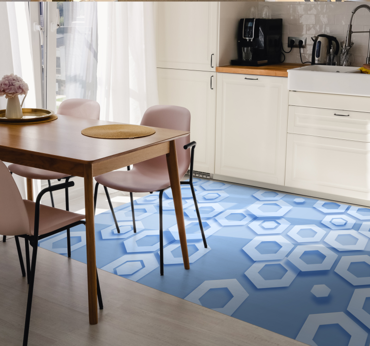Hexagonal Blue Pattern geometric vinyl carpet - TenStickers