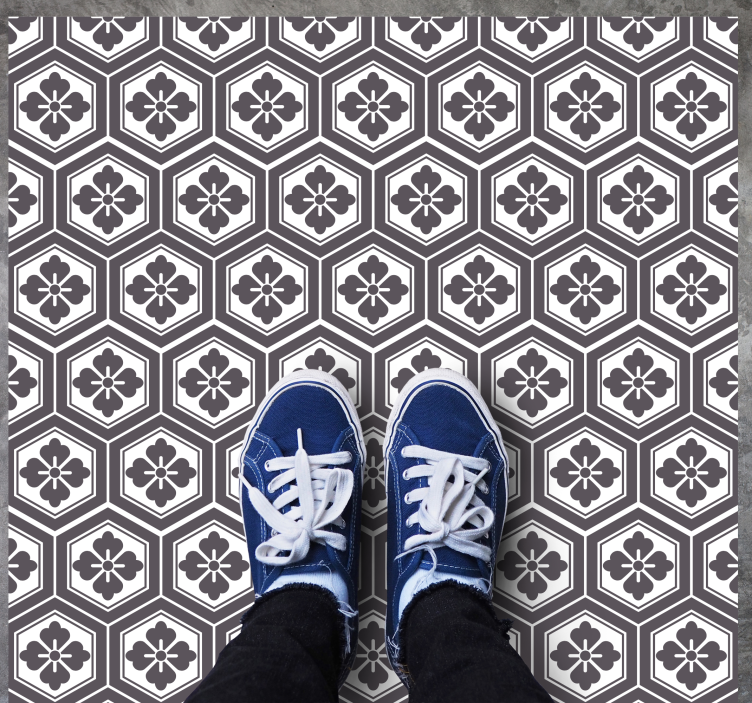 Hexagonal Floral Pattern marble vinyl carpet - TenStickers