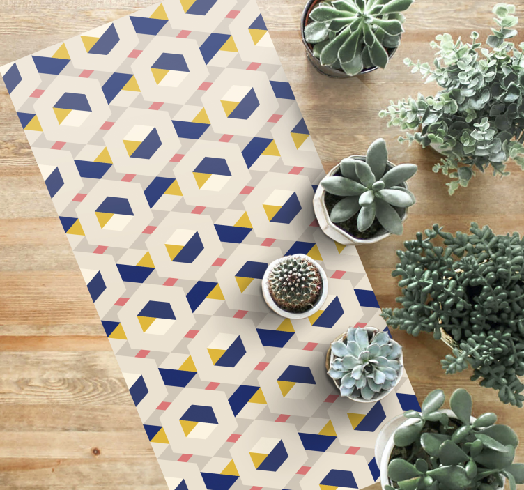 Hexagonal geometric motif modern vinyl carpet - TenStickers