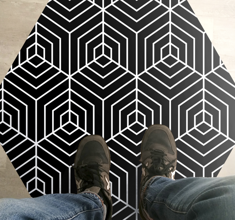 Hexagonal Labyrinth geometric vinyl carpet - TenStickers