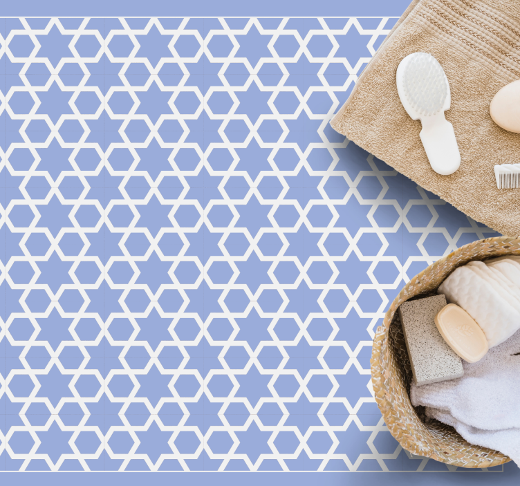 Hexagonal starry motif geometric vinyl carpet - TenStickers