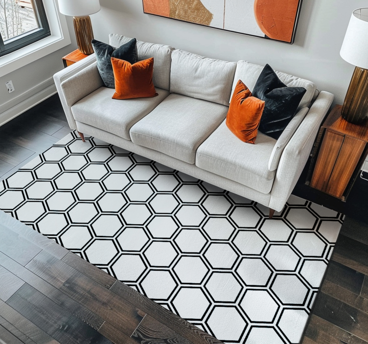 Hexagonal pattern white vinyl carpet - TenStickers