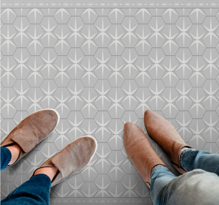 Hexagonal star pattern grey vinyl carpet - TenStickers