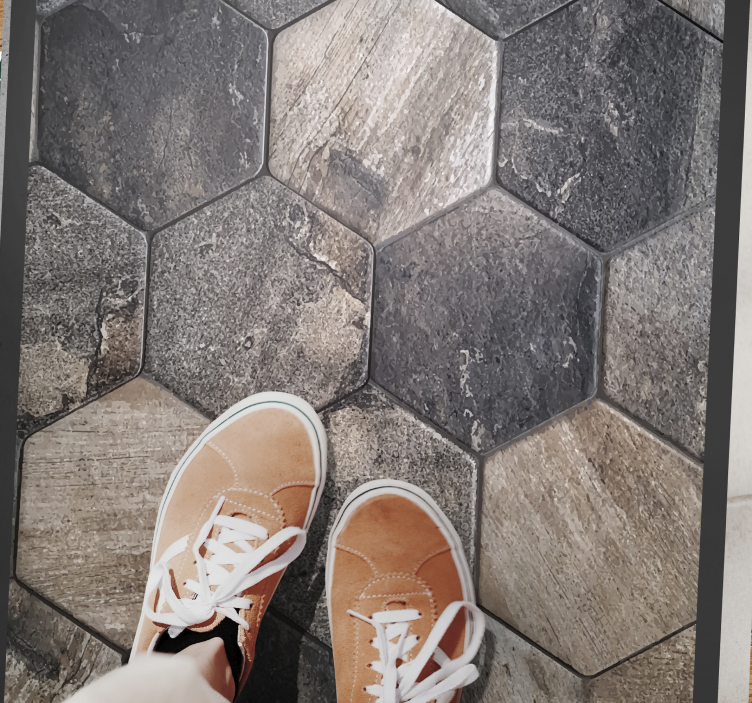 Hexagonal grey motif stone effect vinyl carpet - TenStickers