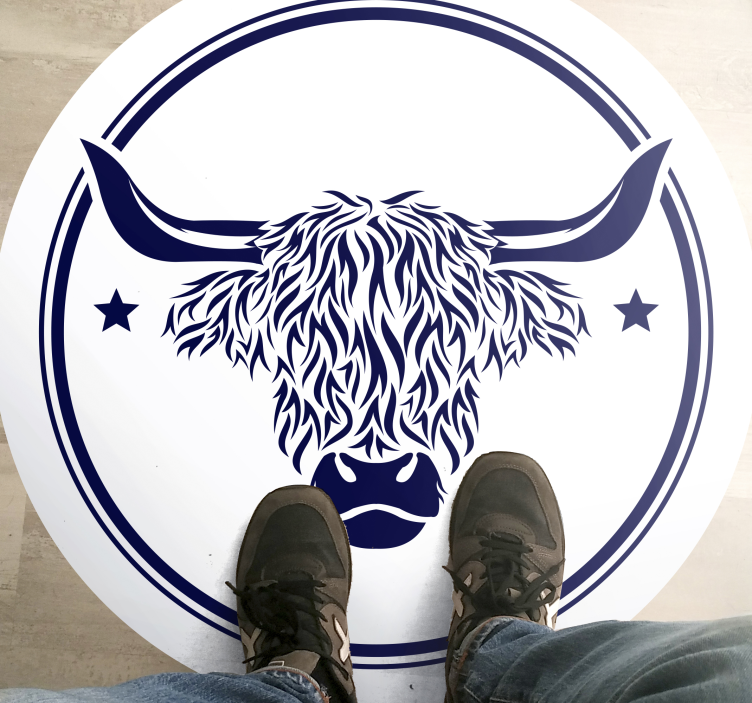 Highland Cow Emblem animal vinyl carpet - TenStickers