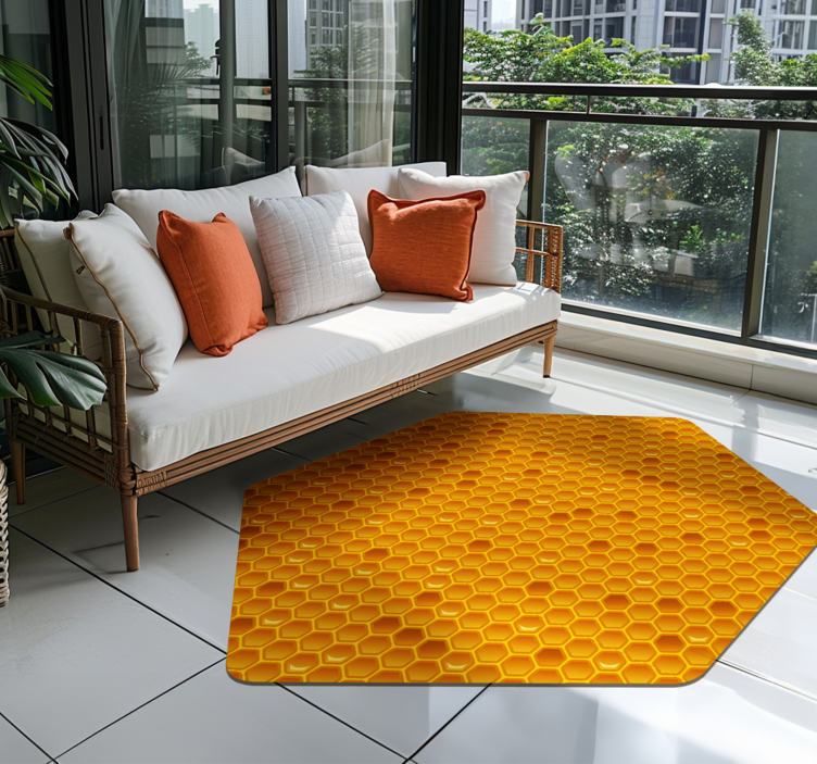 Honeycomb design yellow vinyl carpet - TenStickers