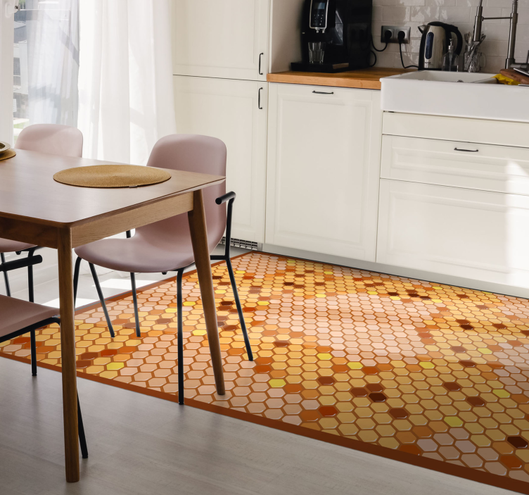 Honeycomb hexagon design kitchen vinyl carpet - TenStickers