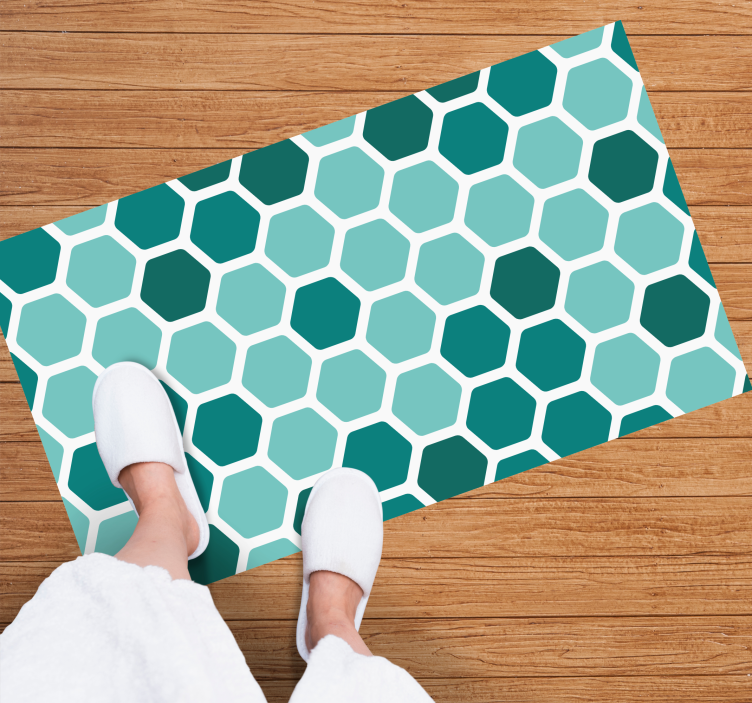 Green honeycomb motif geometric vinyl carpet - TenStickers