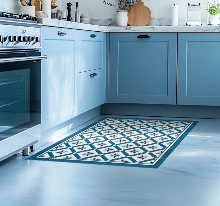 Hydraulic Blue kitchen vinyl carpet - TenStickers