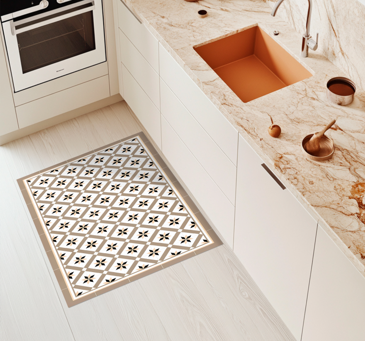 Hydraulic Brown kitchen vinyl carpet - TenStickers