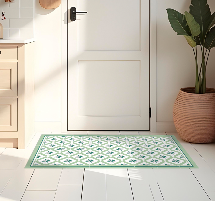 Hydraulic Green kitchen vinyl carpet - TenStickers