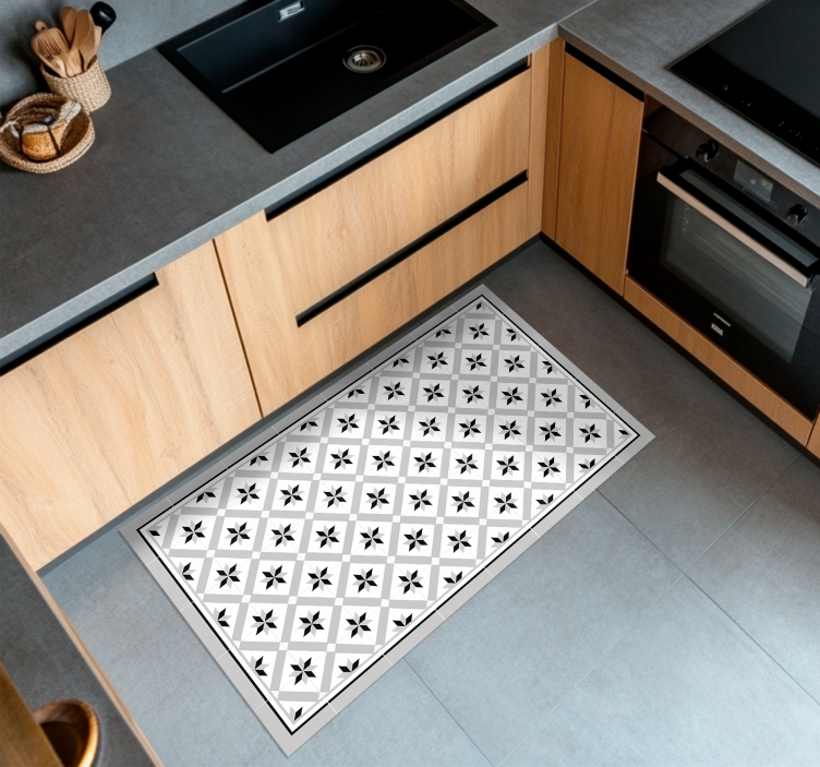 Hydraulic Grey kitchen vinyl carpet - TenStickers