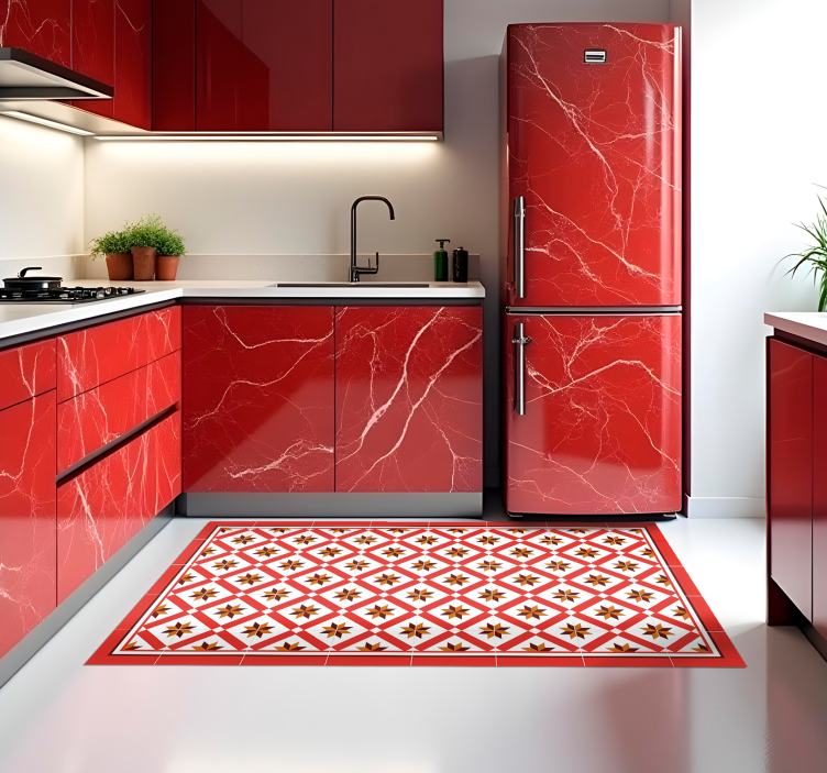 Hydraulic Red kitchen vinyl carpet - TenStickers