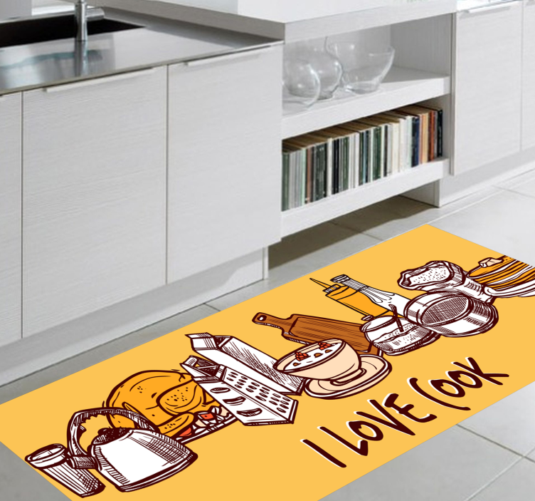 I Love Cook kitchen vinyl carpet - TenStickers